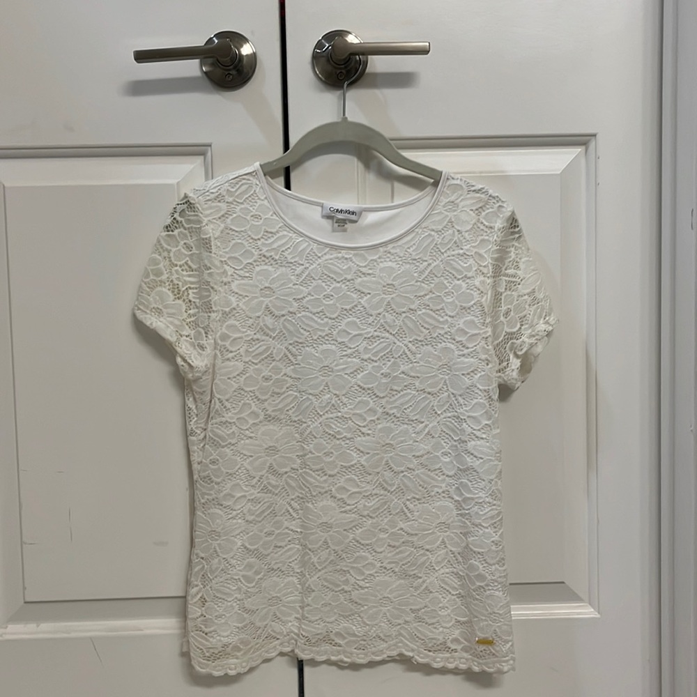 White Calvin Klein Blouse Size Small